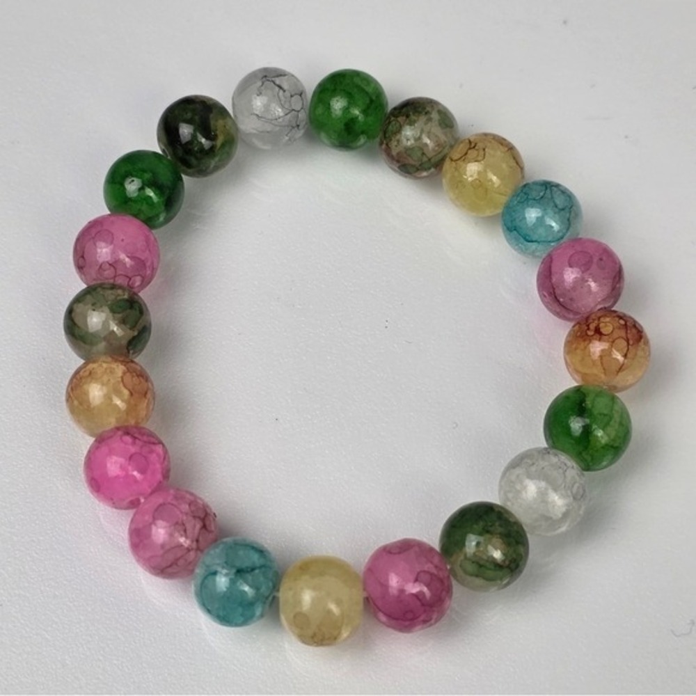 10mm Multicolor Glass Beads Bracelet